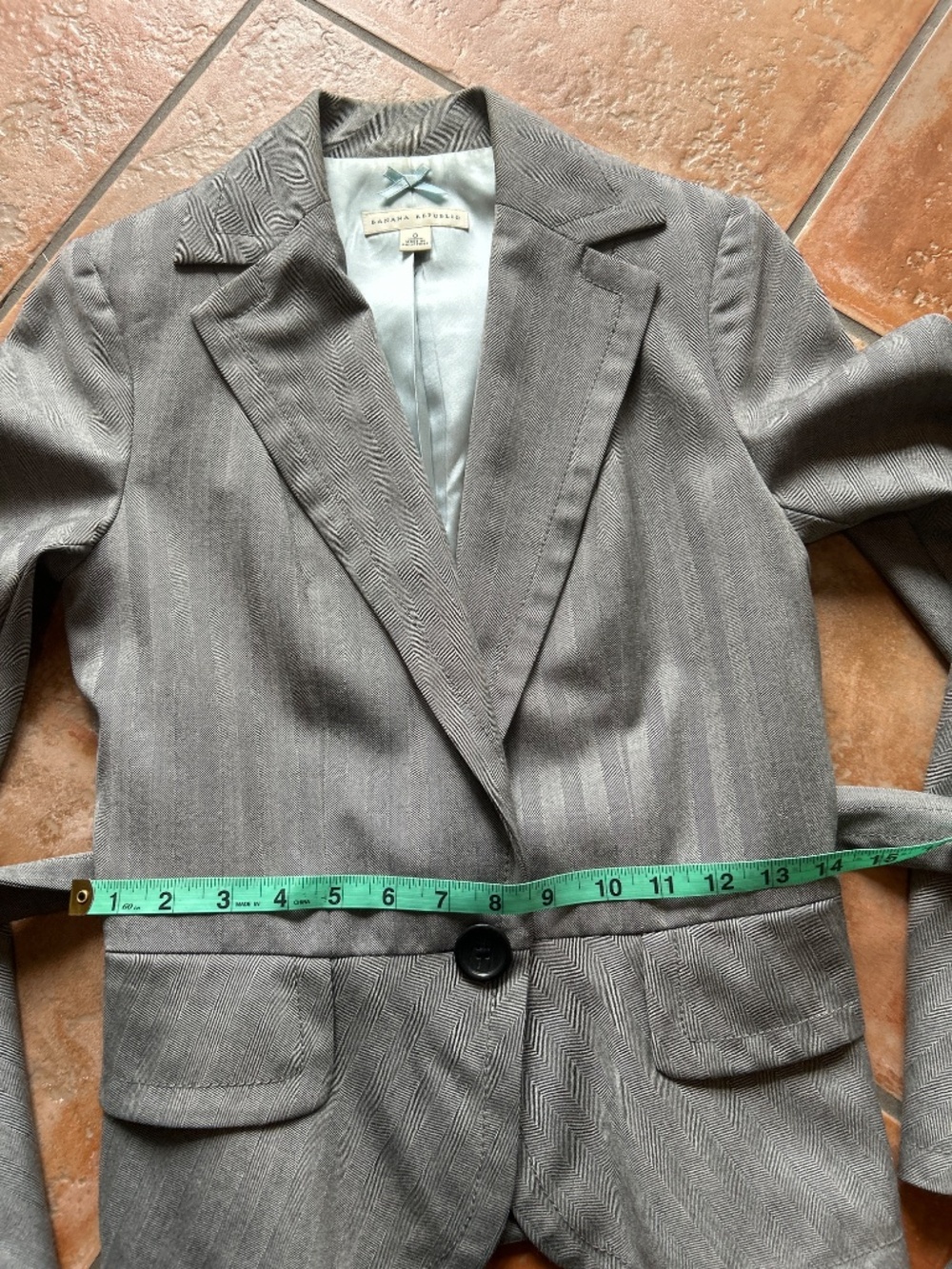 Grey 99% wool blazer with tie belt and peplum🩷 - Picture 4 of 7